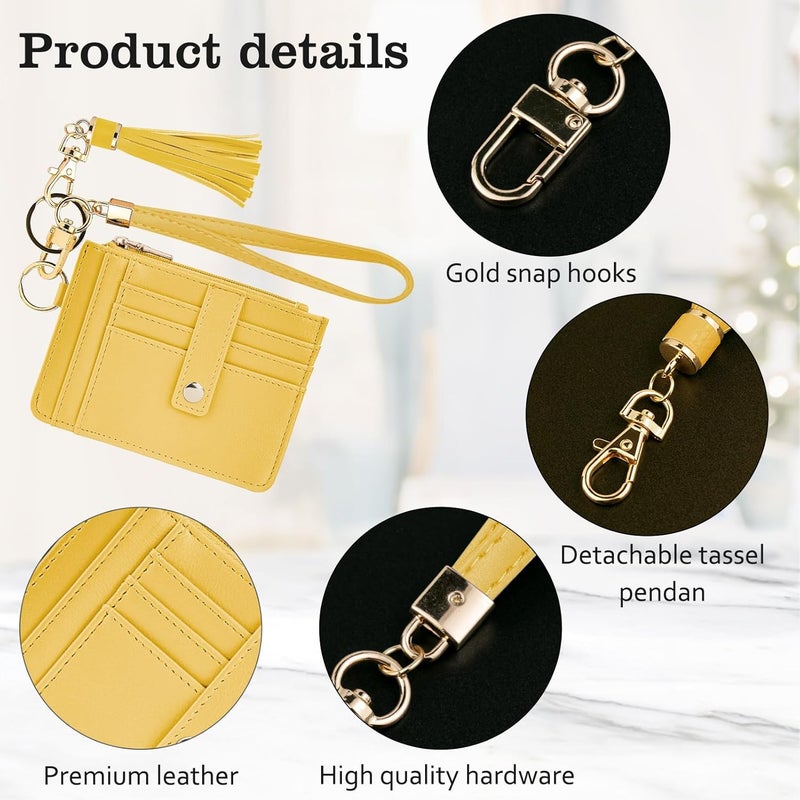 KNGITRYI Small Wristlet Wallets for Women RFID Credit Card Holder Wallet Keychain Wristlet Wallet Credit Card Wallets for Women (Yellow) - Image 4